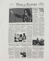 Vintage Y2K World Report Newspaper Graphic T-Shirt - L