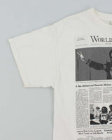Vintage Y2K World Report Newspaper Graphic T-Shirt - L