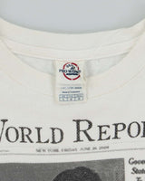 Vintage Y2K World Report Newspaper Graphic T-Shirt - L