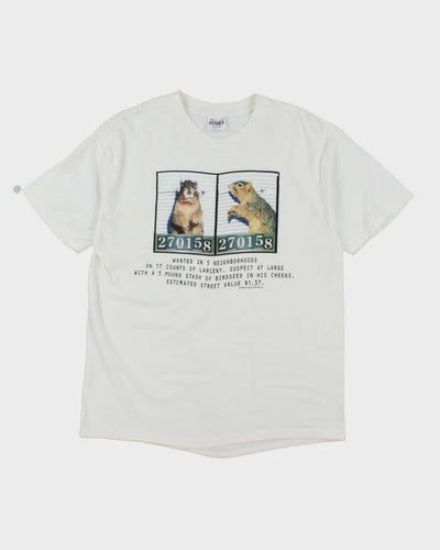 Vintage 90's Wanted Squirrel Poster Graphic T-Shirt - L