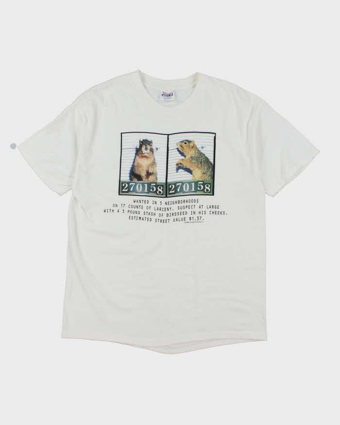 Vintage 90's Wanted Squirrel Poster Graphic T-Shirt - L