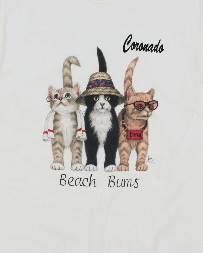 Vintage 90's Beach Bums Cat Graphic T-Shirt - M