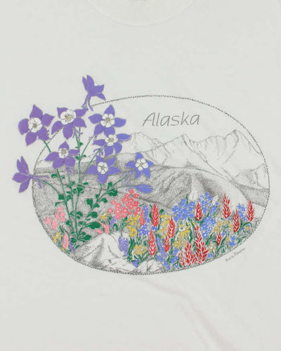 Vintage 90's Alaska Landscape Drawing Graphic T-Shirt - M