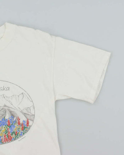 Vintage 90's Alaska Landscape Drawing Graphic T-Shirt - M