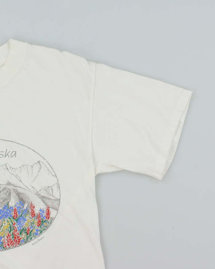 Vintage 90's Alaska Landscape Drawing Graphic T-Shirt - M