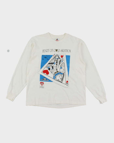 Vintage 90's Heart of Gold Skiathon Queen of Hearts Graphic Long Sleeve T-Shirt - L