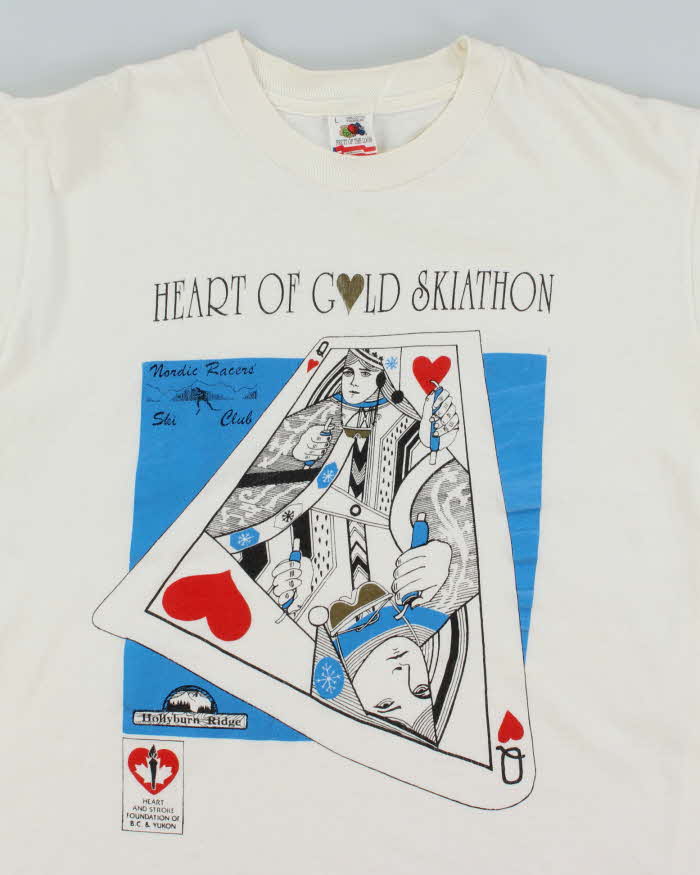 Vintage 90's Heart of Gold Skiathon Queen of Hearts Graphic Long Sleeve T-Shirt - L