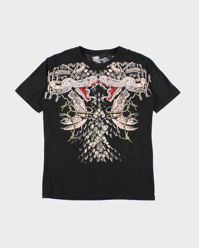 Vintage Y2K Affliction Sequined Snake Graphic T-Shirt - XXL
