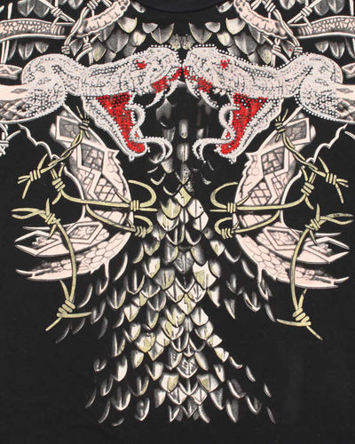 Vintage Y2K Affliction Sequined Snake Graphic T-Shirt - XXL