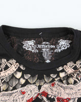 Vintage Y2K Affliction Sequined Snake Graphic T-Shirt - XXL