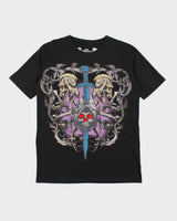 Vintage Y2K Affliction Sequined Gothic Graphic T-Shirt - XXL