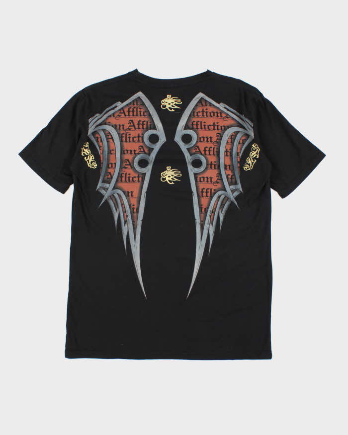 Vintage Y2K Affliction Sequined Gothic Graphic T-Shirt - XXL