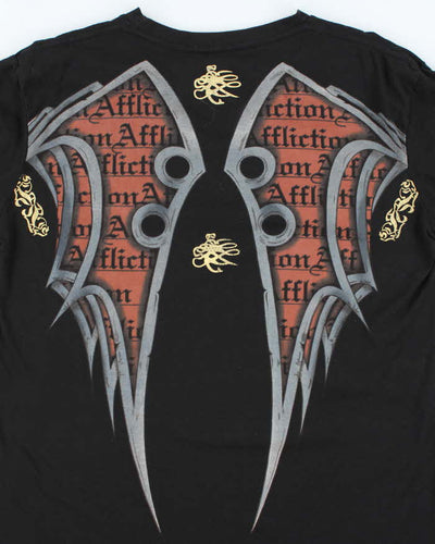 Vintage Y2K Affliction Sequined Gothic Graphic T-Shirt - XXL