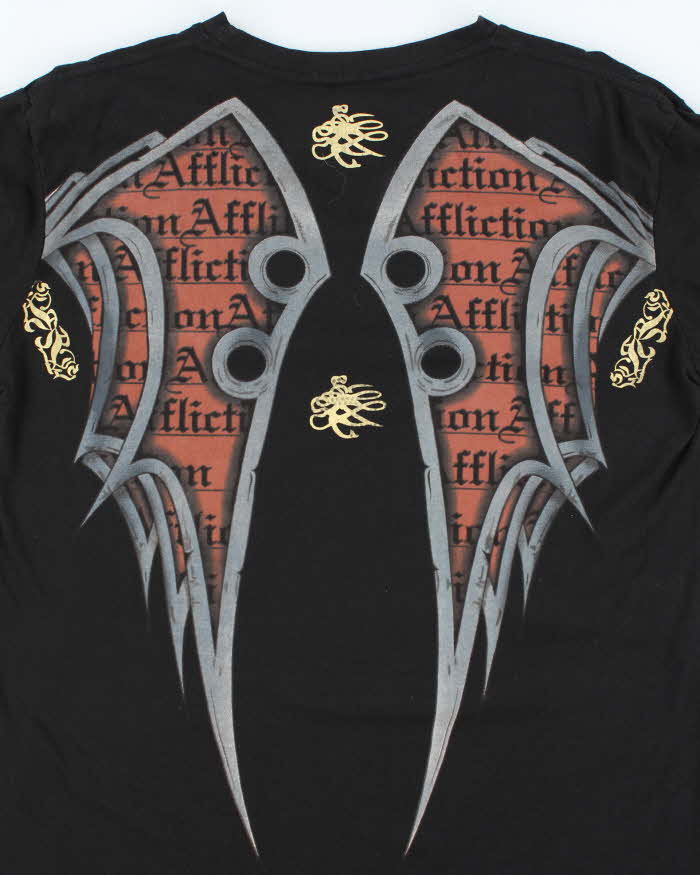 Vintage Y2K Affliction Sequined Gothic Graphic T-Shirt - XXL