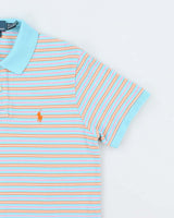 Vintage Y2K Ralph Lauren Small Horse Striped Polo Shirt - M