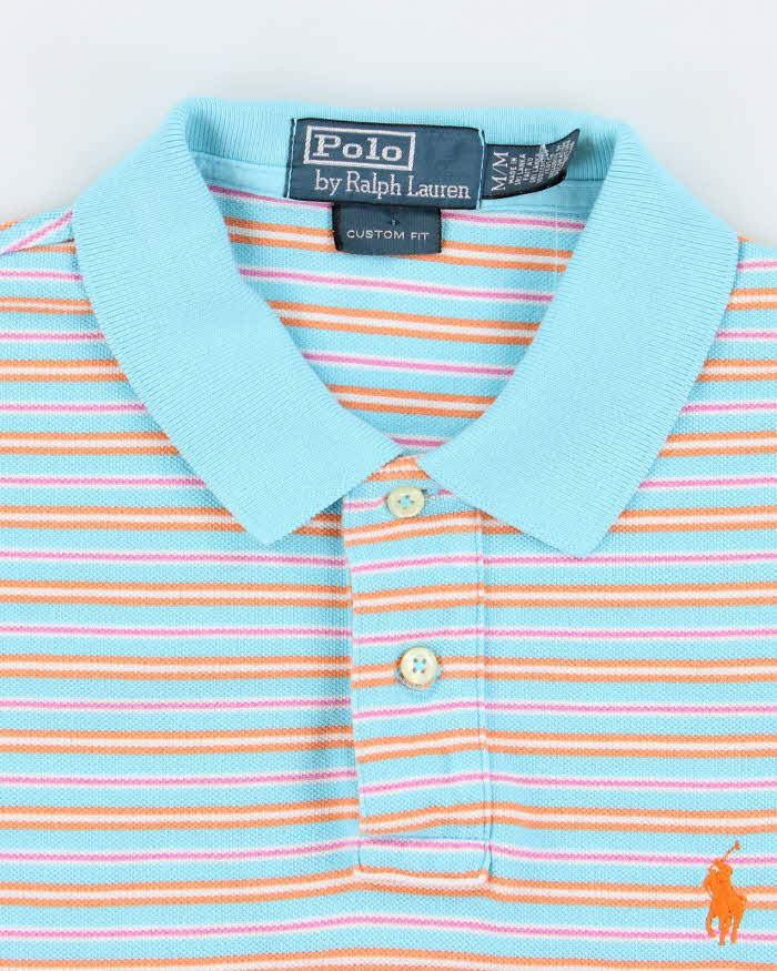 Vintage Y2K Ralph Lauren Small Horse Striped Polo Shirt - M
