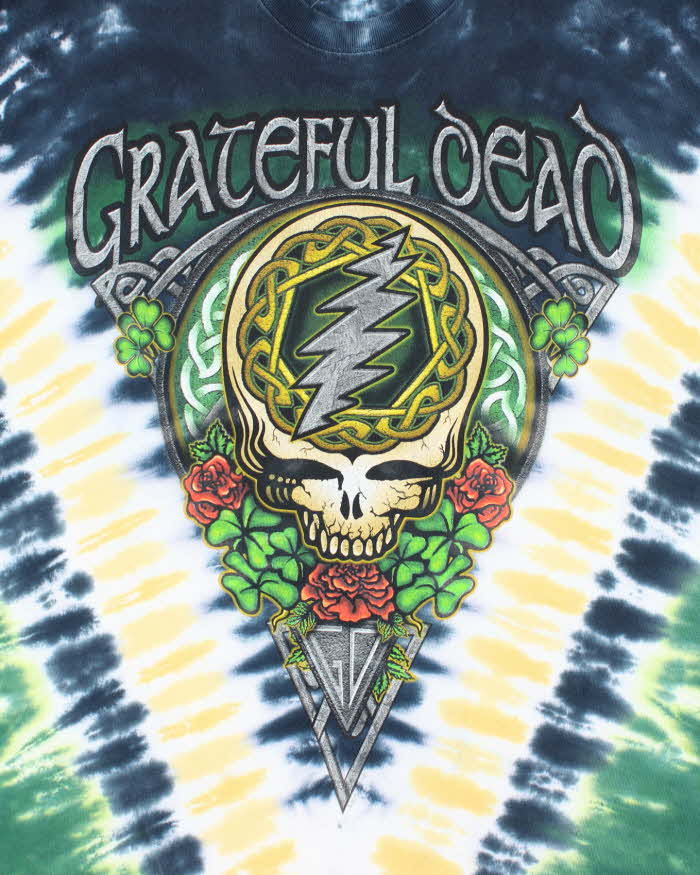 Vintage 2000's Liquid Blue Grateful Dead Irish Tie-Dye T-Shirt - L