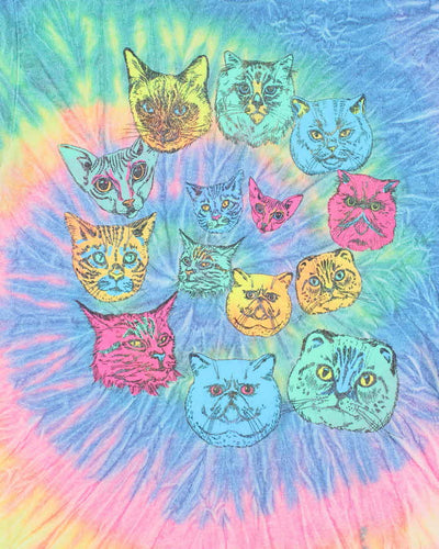 Vintage Cat Heads Tye Dye Graphic T-Shirt - M