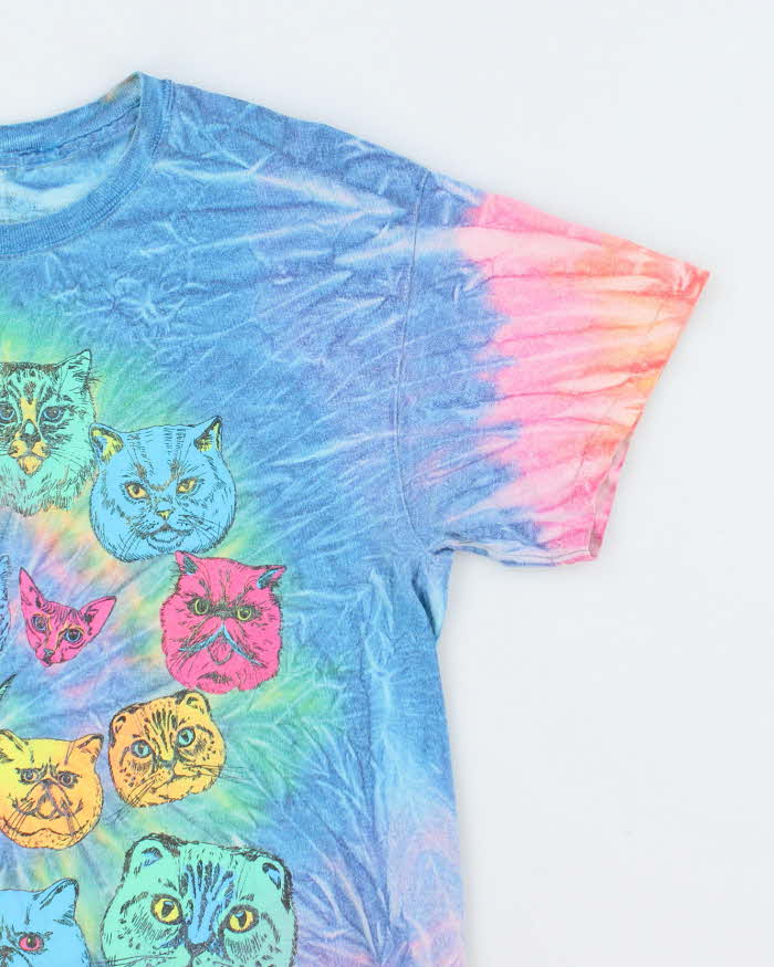 Vintage Cat Heads Tye Dye Graphic T-Shirt - M
