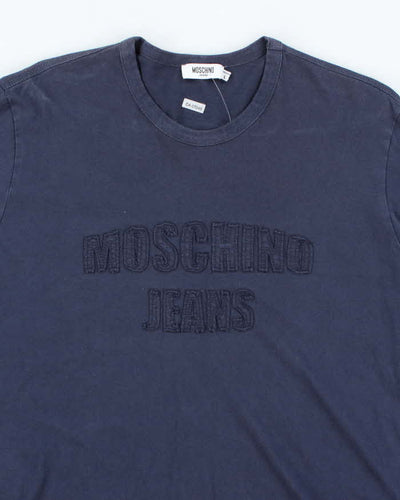Vintage Y2K Moschino Embossed Logo Long Sleeve T-Shirt - L