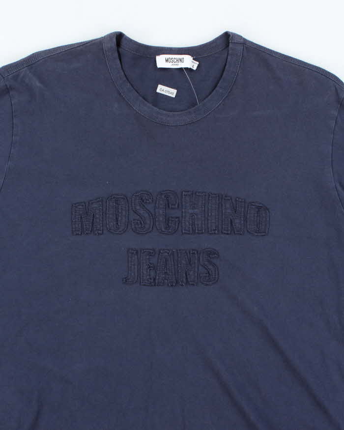 Vintage Y2K Moschino Embossed Logo Long Sleeve T-Shirt - L