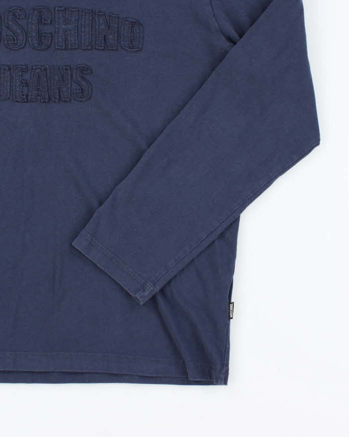 Vintage Y2K Moschino Embossed Logo Long Sleeve T-Shirt - L