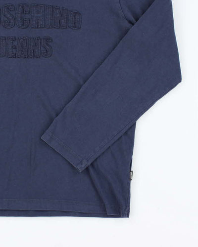 Vintage Y2K Moschino Embossed Logo Long Sleeve T-Shirt - L