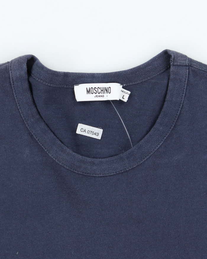 Vintage Y2K Moschino Embossed Logo Long Sleeve T-Shirt - L