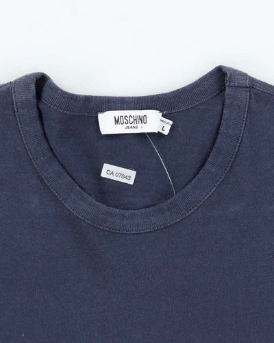 Vintage Y2K Moschino Embossed Logo Long Sleeve T-Shirt - L