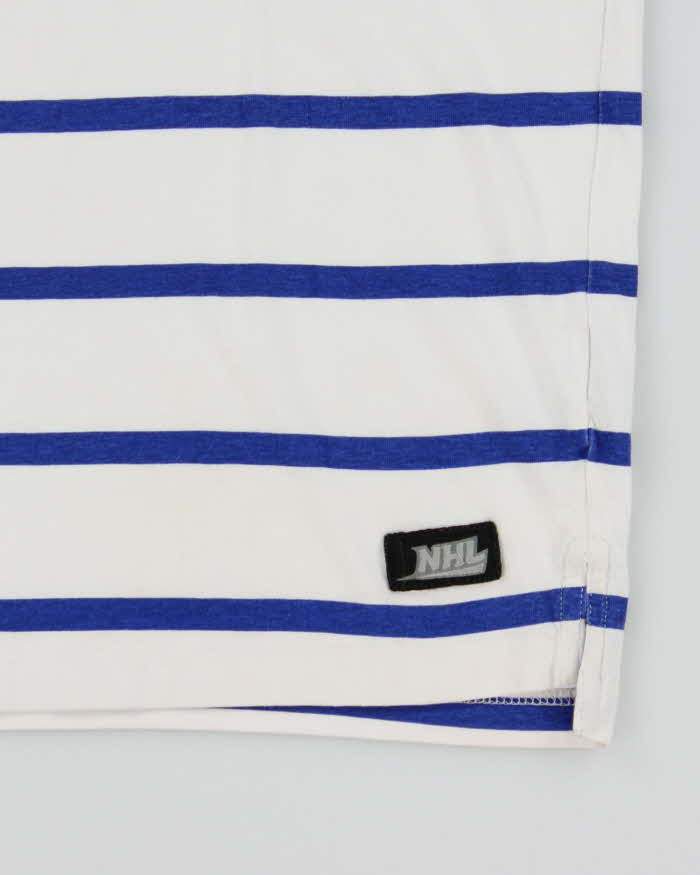 Vintage National Hockey League Edmonton Oilers Striped T-Shirt - XL