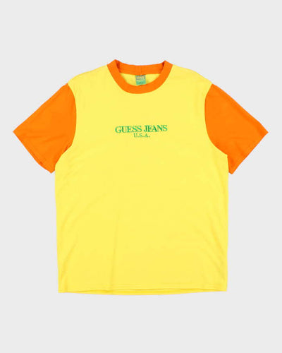 Vintage Guess Jeans U.S.A. Embroidered Logo Two Tone T-Shirt - L