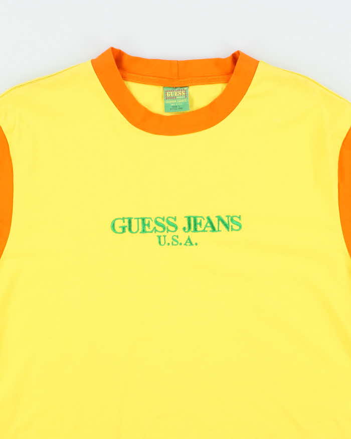 Vintage Guess Jeans U.S.A. Embroidered Logo Two Tone T-Shirt - L