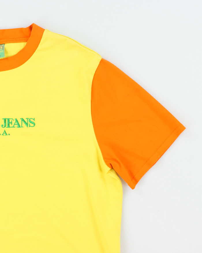 Vintage Guess Jeans U.S.A. Embroidered Logo Two Tone T-Shirt - L