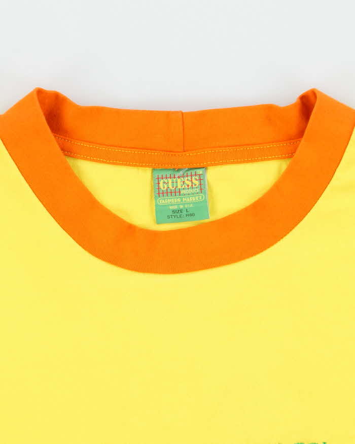 Vintage Guess Jeans U.S.A. Embroidered Logo Two Tone T-Shirt - L