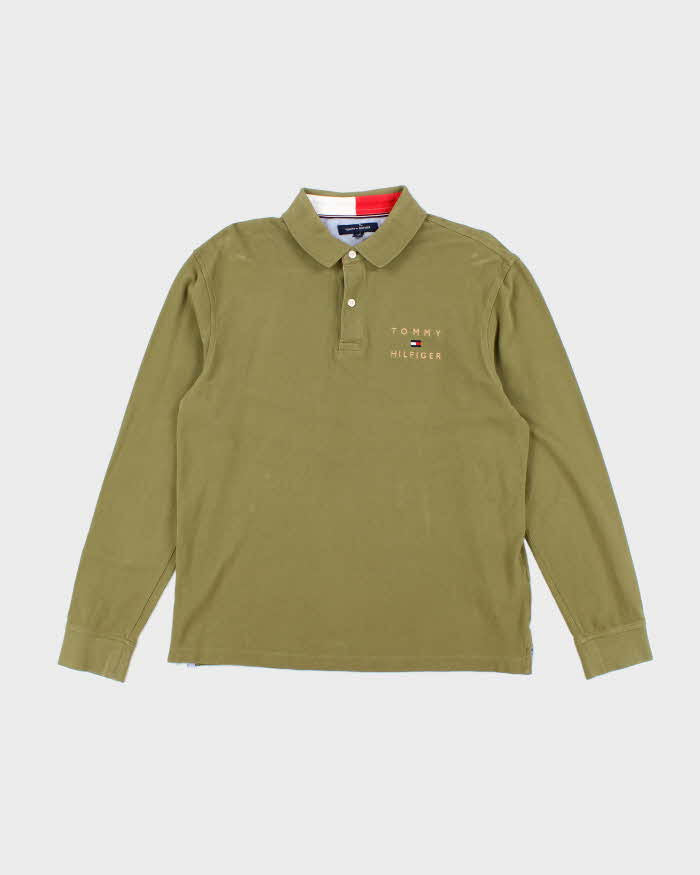 Vintage Y2K Tommy Hilfiger Embroidered Long Sleeve Polo Shirt - L