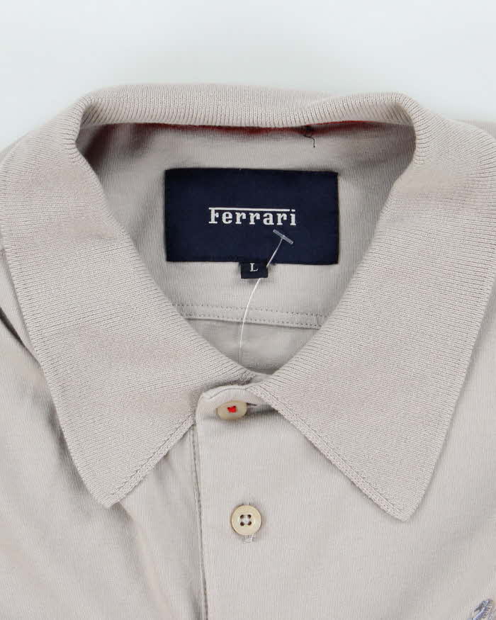Vintage Y2K Ferrari Small Horse Embroidered Logo Polo Shirt - L
