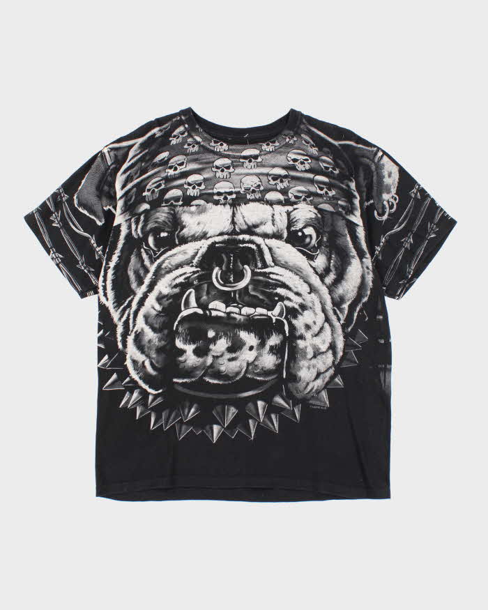 Vintage 2000's Liquid Blue Bulldog All Over Print Graphic T-Shirt - L