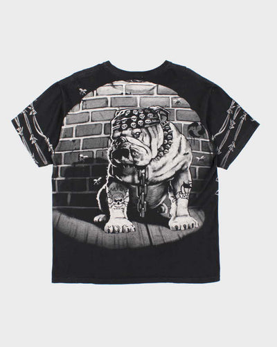 Vintage 2000's Liquid Blue Bulldog All Over Print Graphic T-Shirt - L