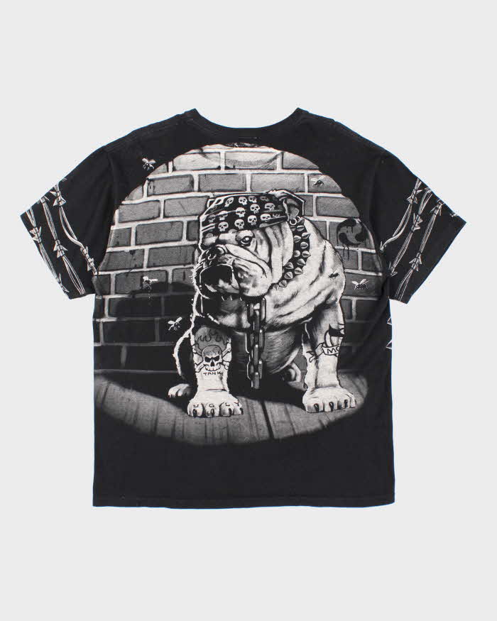 Vintage 2000's Liquid Blue Bulldog All Over Print Graphic T-Shirt - L