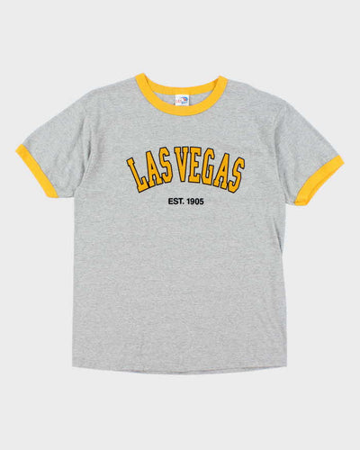 Vintage Y2K Las Vegas Spell Out Graphic Ringer T-Shirt - L