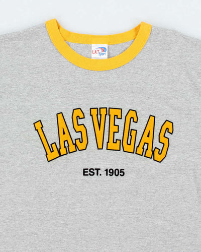 Vintage Y2K Las Vegas Spell Out Graphic Ringer T-Shirt - L