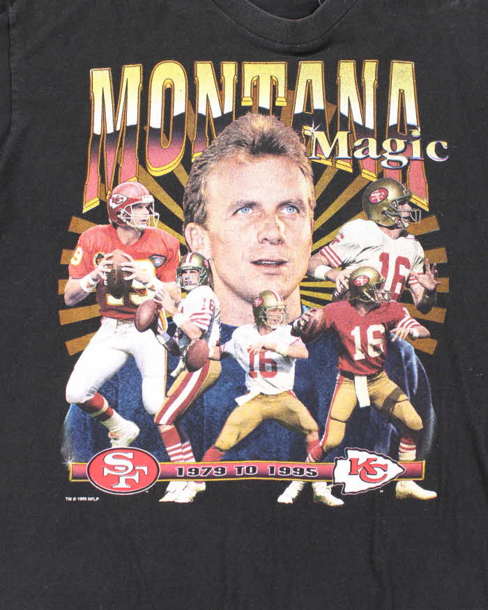 Vintage 90's Salem Sports Joe Montana Rap Style Graphic T-Shirt - XL