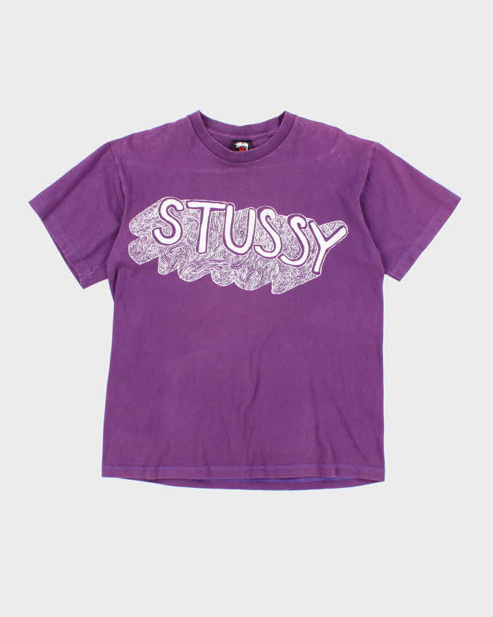 Vintage Y2K Stussy Spell Out Graphic T-Shirt - M