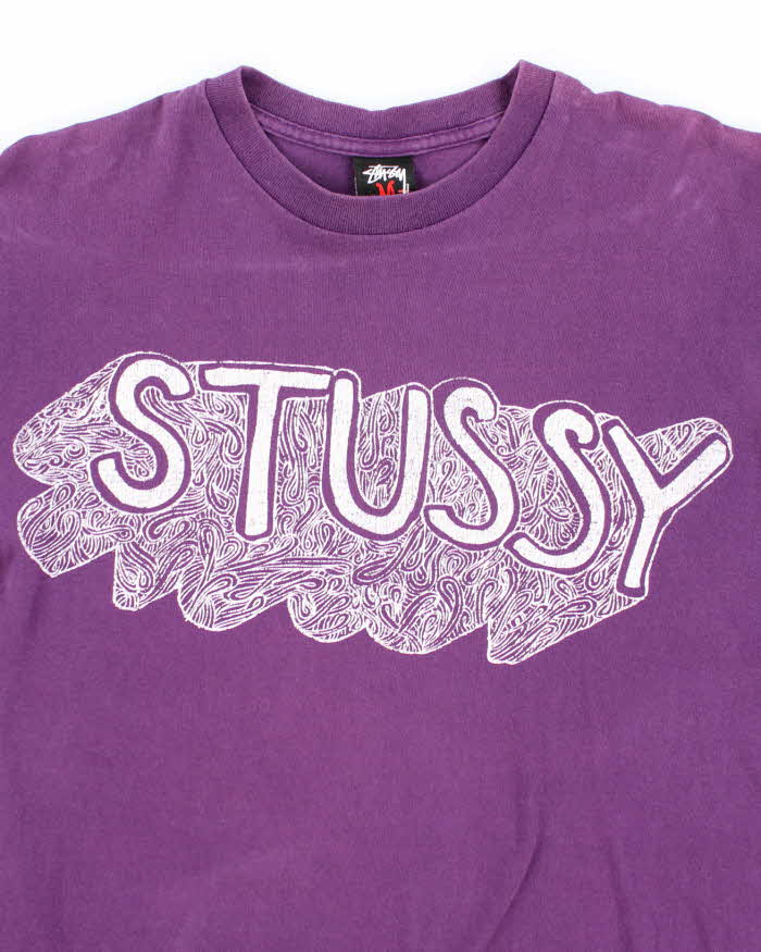 Vintage Y2K Stussy Spell Out Graphic T-Shirt - M