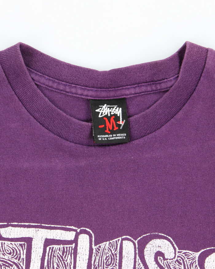 Vintage Y2K Stussy Spell Out Graphic T-Shirt - M