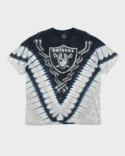 Vintage Majestic Oakland Raiders Tie Dye Graphic T-Shirt - XL