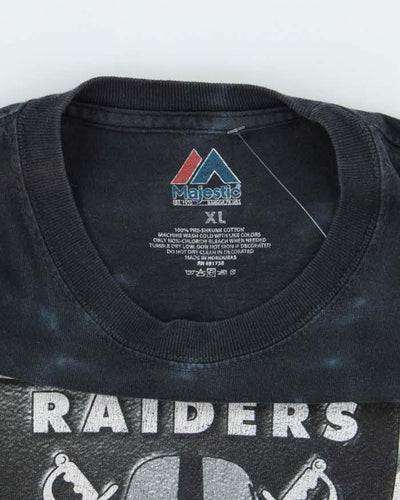 Vintage Majestic Oakland Raiders Tie Dye Graphic T-Shirt - XL