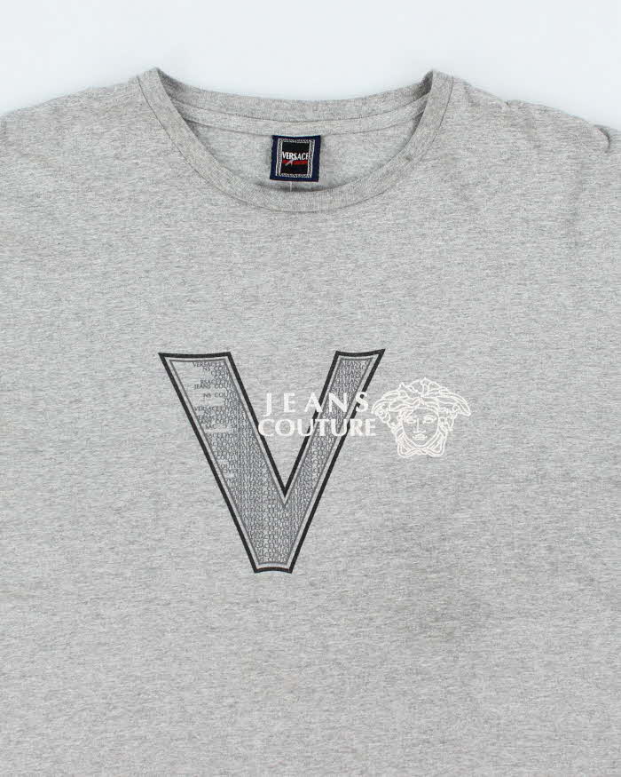 Vintage Y2K Versace Couture Centre Logo T-Shirt - L