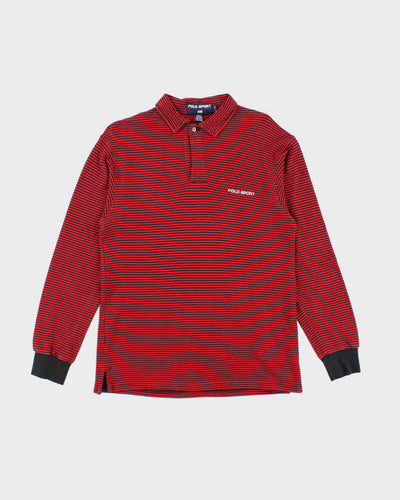 Vintage Y2K Polo Sport Striped Long Sleeve Polo Shirt - M