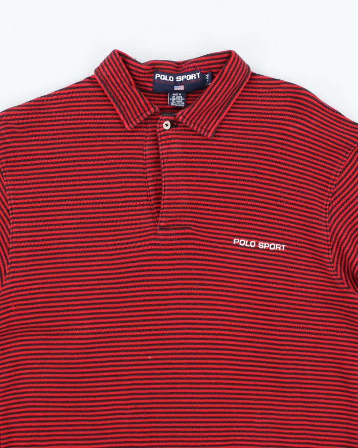 Vintage Y2K Polo Sport Striped Long Sleeve Polo Shirt - M